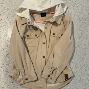 Little Bipsy Tan Corduroy Jacket with White Hood